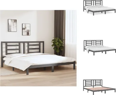Produktbild von vidaXL Massivholzbett Grau Kiefer 200x200 cm - Betten & Bettgestelle