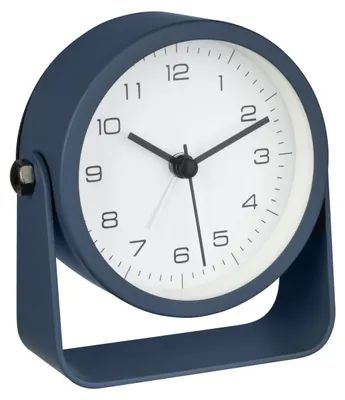 Analoger Wecker Design, Metall/Glas, Hintergrundbeleuchtung, blau