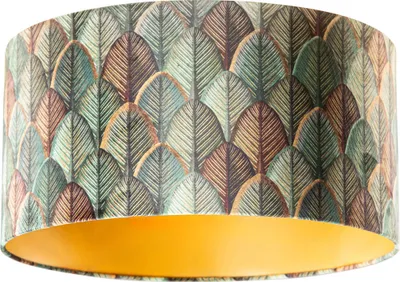 Produktbild von Samtlampenschirm mit Blattdesign und Goldener Innenseite 50 50 25