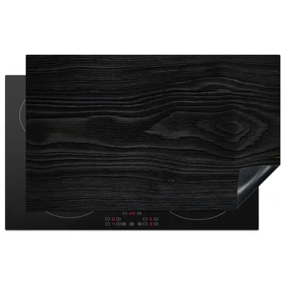 Obrázek produktu pro KitchenYeah® Krycí deska na sporák černá - vzhled dřeva, 85x52cm, dekorace do kuchyně, keramická krycí deska na sporák, krycí deska na varnou desku