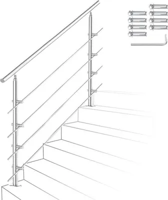 Obrázek produktu pro Ocelové zábradlí s 4 příčkami - 150 cm