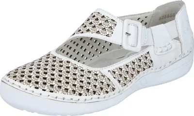Produktbild von Rieker Damen Ballerina Perforierung Slipper Zierschnalle 52565, Größe:39 EU, Farbe:Weiß