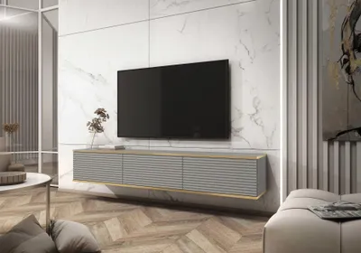 Image de AX LIVING Buffet de salon Orkis MDF 175 cm Moderne en gris