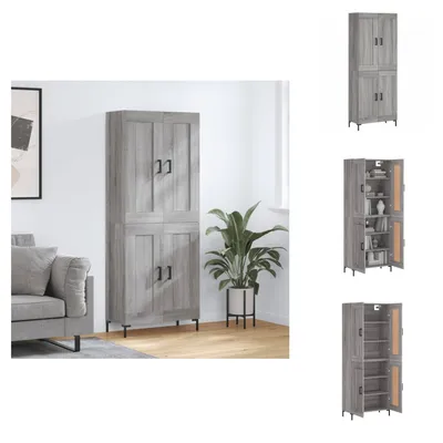 Obrázek produktu pro vidaXL Highboard Grey Sonoma 69,5x34x180 cm Materiál na bázi dřeva - Příborníky