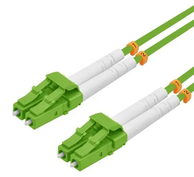 Produktbild von helos LWL Patchkabel OM5 Duplex 2,0mm LC-LC 50/125µm lindgrьn 1m LSZH