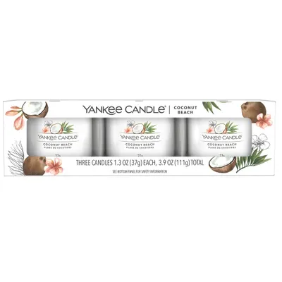 Produktbild von Yankee Candle Coconut Beach, Rund, Weiß, Kokosnuss, 10 h, 3 Stück(e)