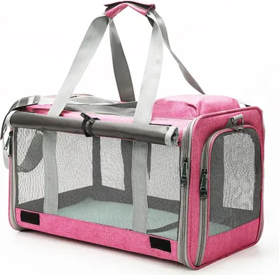 Productafbeelding van Kattentransporttas, draagbaar, opvouwbaar, geschikt voor kleine katten en honden, met grote opening, ademend, voor handsfree transport tijdens reizen