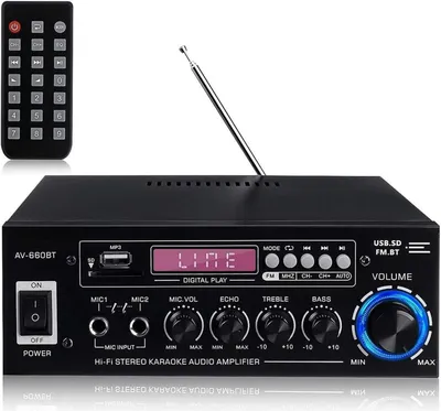 Produktbild von 2000W HiFi 2-Kanal Verstärker bluetooth 5.0 Vollverstärker Autoverstärker Mit FM-Radio USB/SD, DVD/AUX Signal
