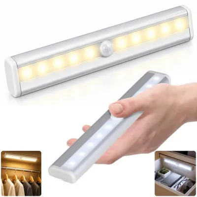 Produktbild von LED Unterbauleuchte mit Bewegungsmelder Schrankbeleuchtung Kabellos Magnete Schrankleuchte Sensor Nachtlicht für Küche Kleiderschrank Treppe Vitrine