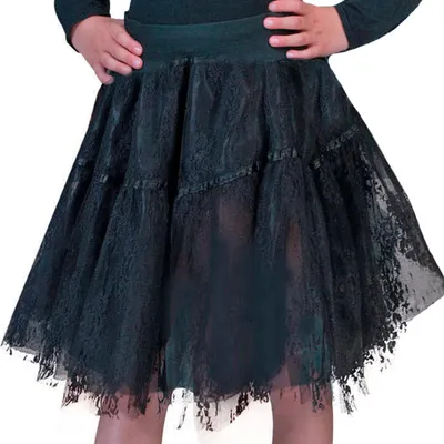 Produktbild von Petticoat Rock aus Spitze für Mädchen - Länge 40 cm | Schwarz Farbe: Schwarz