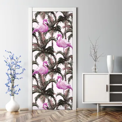 Produktbild von Dekorative Türposter Klebefolie selbstklebend Wandaufkleber Tropisches muster 70 x 200 cm