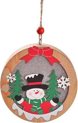 Produktbild von Hölzerne Schneemann-Weihnachtslampe - Rund