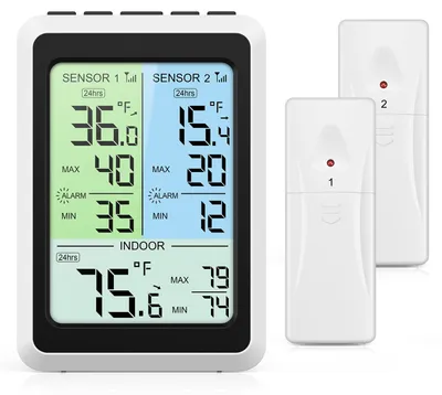 Kühlschrankthermometer, 4,5" LCD, 2 Sensoren, Alarm, -40–60 °C