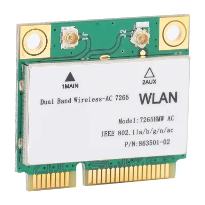 Image de Carte réseau WiFi double bande 7265HMW 802.11AC Mini PCIE WiFi BT4.2 Adaptateur avec 2 antennes