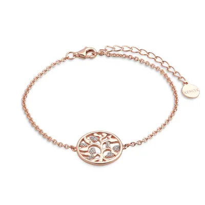 Produktbild von XENOX XS2943R Damen Armband Lebensbaum Sterling-Silber 925 Rose Weiß Zirkonia 18,5 cm