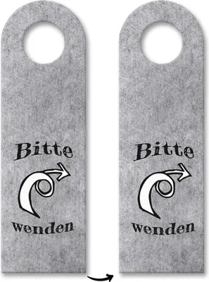 Produktbild von Türhänger Bitte wenden Scherzartikel in Grau