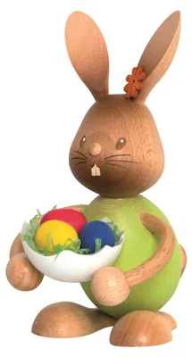 Produktbild von Drechslerei Kuhnert - Dekofigur aus Holz - Hase Stupsi mit Eierschale - ca. 12cm