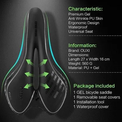 Produktbild von Famanu Fahrradsattel - komfortabel und weich - Gelsattel für MTB, Rennrad, Heimtrainer