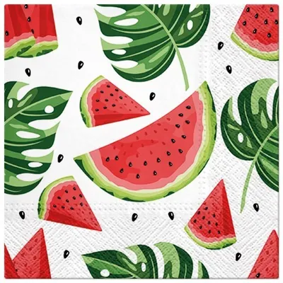 Produktbild von 20 Servietten Tasty Watermelons - Frische Melonenstücke 33x33cm