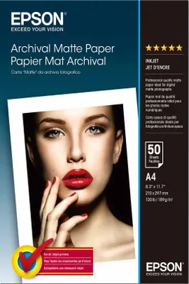 Produktbild von Epson Archival Matte Paper A 4, 50 Blatt, 189 g    S 041342