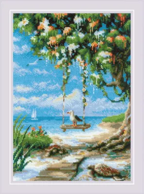 Productafbeelding van Riolis Kreuzstich Stickpackung "Strandschaukel", Zählmuster, 21x30cm