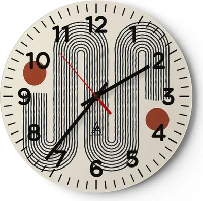Produktbild von Wanduhr - Rund - Glasuhr - Minimalistisch Modern Abstraktion - 30x30cm - Schleichendes Uhrwerk - Lautlos - zum Aufhängen bereit - Dekoration Modern - Wanddekoration aus Glas - C4AR30x30-4901