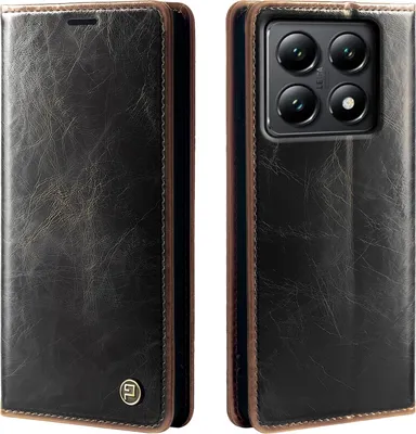 Produktbild von Handyhülle für Xiaomi 14T Kunstleder Flip Vintage Cover Hülle RFID Schutz Case Kartenfach Farbe: Dunkelbraun