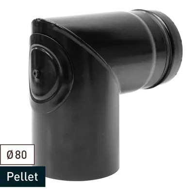 Produktbild von Raik Pelletrohr / Ofenrohr 80 mm - 90° Bogen zweiteilig mit Reinigungsöffnung