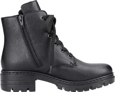 A black leather boot shown from the side.