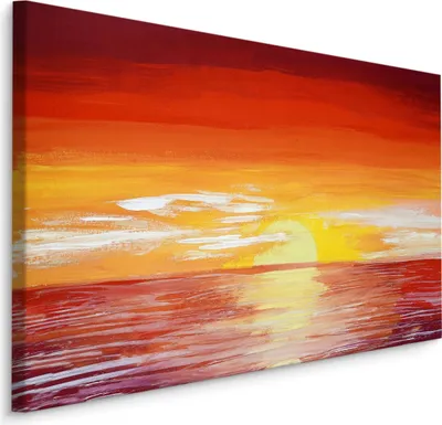 Produktbild von Fabelhafte Canvas LEINWAND BILDER 90x60 cm XXL Kunstdruck Meer Sonnenuntergang Himmel