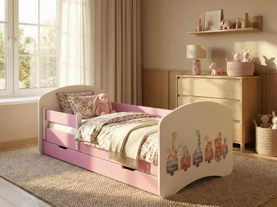 Immagine prodotto di Lettino Happy Babies - Set con materasso, cassetto e sponda di protezione, 70x140, lettini per bambine e lettini per ragazzi, lettini per bambini, animali