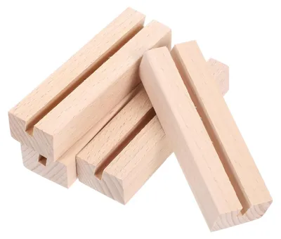 Obrázok produktu pre Drevený držiak na karty s drážkou 4 ks, pre menovky, prírodné drevo, pre svadbu