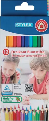 Produktbild von 60 Dreikant Buntstifte / 12 verschiedene Farben