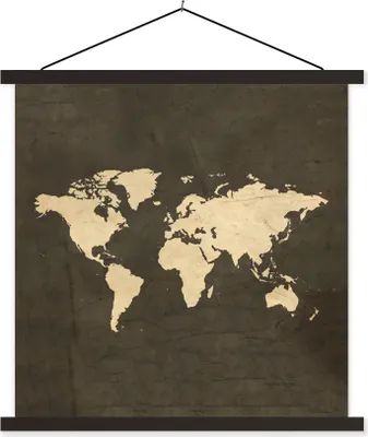 Produktbild von MuchoWow® Textilposter Weltkarte - Farben - Vintage 40x40 cm mit schwarzem Rahmen - Fotos