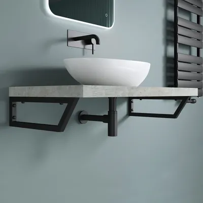 Produktbild von doporro Wandkonsole 48x2.5x15 cm rostfreie Edelstahl schwarz Wandhalter Träger Regalträger Regalhalter (2 Stück) WH04