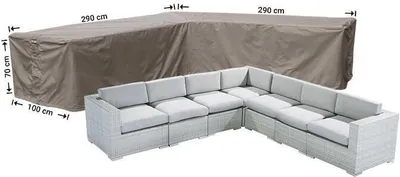 Produktbild von Raffles Covers Schutzhülle Lounge L-Form 290 x 290 x 100 H: 70 cm | Atmungsaktiv | Wasserdicht | UV-beständig | Doppelnähte | Elastischer Kordelzug