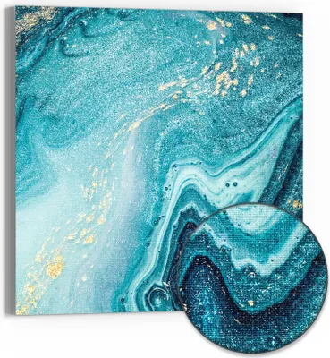 Produktbild von DEQORI Hybrid Leinwand Bild 50x50 cm 'Meer aus Marmor' Wandbild Glas flach modern