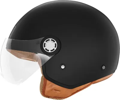 Image de Casque jet de luxe - Noir mat - Doublure confortable - Taille : L = 59 à 60 cm de tour de tête