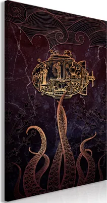 Produktbild von Italienischer Leinwand Leinwandbild - Golden Submarine (1 Part) Vertical 80x120 cm Tiere n-C-0315-b-a