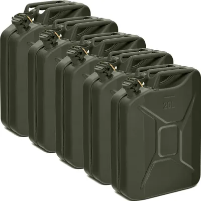 Produktbild von Oxid7® by BW Kraftstoffkanister Metall Benzinkanister 5x 20 Liter - Bronzegrün RAL 6031-F9 - UN-Zulassung - Hergestellt in Europa