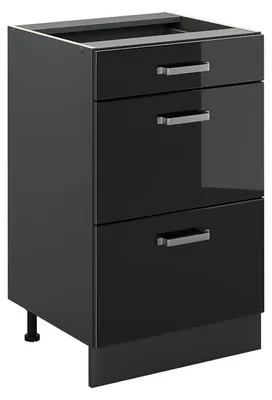 Obrázok produktu pre Kuchynská spodná skrinka Vicco R-Line Čierny vysoký lesk/antracitová 50 cm bez pracovnej dosky, Model 69874