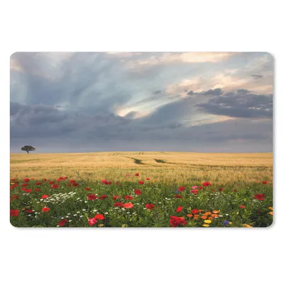 Produktbild von MuchoWow® Schreibtischunterlage Blumenwiese - Weizen - Mohnblumen 60x40 cm - XXL Mauspad - Großes Mauspad