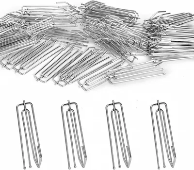 Zdjęcie produktu dla Haczyki do zasłon, metalowe, 60 sztuk, wymiary 2,3 x 2 x 7 cm, przeznaczone do szyn karniszowych