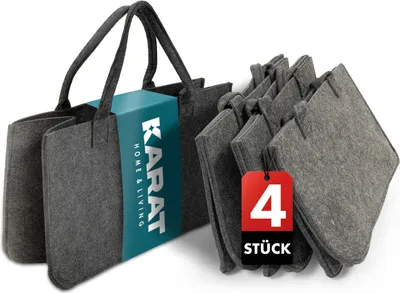Produktbild von Filztasche Conny Kaminholztasche Einkaufstasche faltbar 4er Set