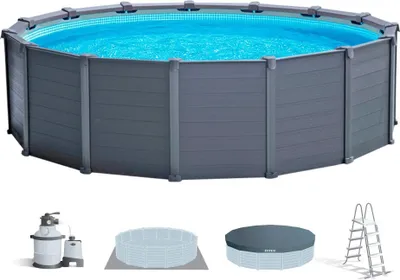 Produktbild von Intex Graphit Ø Rundes Poolpanel überirdisch 478x124 Cm Grau 16805 Liters Grau 16805 Liters