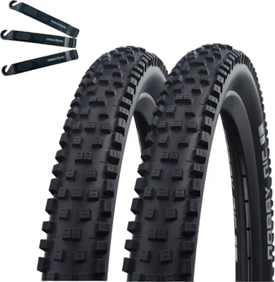 Zdjęcie produktu dla 2 x składane opony SCHWALBE Nobby Nic ADDIX Performance 70-584 (27,5 x 2,80) wraz z dźwigniami maxxi4you do opon