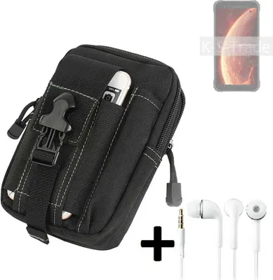Produktbild von K-S-Trade Gürteltache + Kopfhörer kompatibel mit Blackview BV4900 Gürtel Tasche Holster Schutz Hülle Handy Hülle  schwarz inkl. Extrafächer
