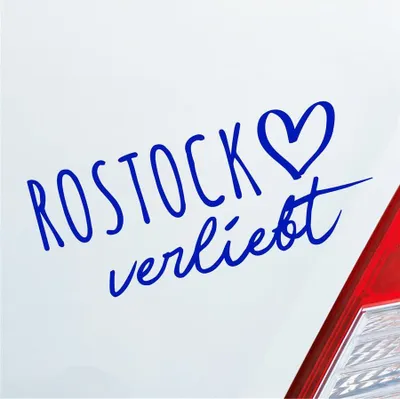 Produktbild von Auto Aufkleber Rostock verliebt Herz Stadt Heimat Liebe Car 19x8 cm Dunkelblau Sticker Heckscheibenaufkleber