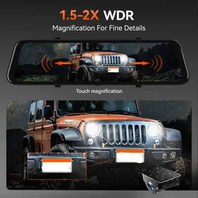 Produktbild von Dashcam-Spiegel – Autodashcam – 12 Zoll – Touchscreen – 2,5K-Rückfahrkamera – GPS – Nachtsicht – Parkmodus