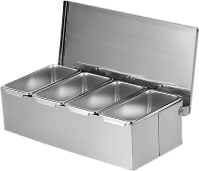 Image de Boîte à épices en acier inoxydable à 4 compartiments, grand coffret de rangement pour la cuisine